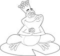 Outlined Frog Prince Cartoon Character In Love Sends Kisses Royalty Free Stock Photo