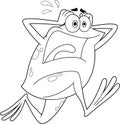 Outlined Scaring Frog Cartoon Character Running