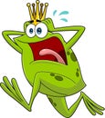 Scaring Frog Prince Cartoon Character Running Royalty Free Stock Photo