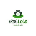 Frog and green leaf natural nature logo icon vector design