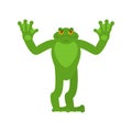 Frog happy. Toad merry emotions. Anuran Joyful. Vector illustration