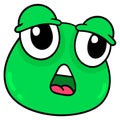 The frog head with an innocent sleepy face. doodle icon drawing