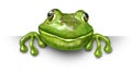 Frog holding a blank sign Royalty Free Stock Photo