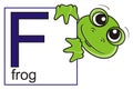 Frog holding a sign with the letter F Royalty Free Stock Photo