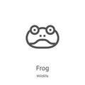 frog icon vector from wildlife collection. Thin line frog outline icon vector illustration. Linear symbol for use on web and