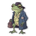 Frog illustration dressed with hat and suite.