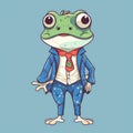 Frog illustration dressed with hat and suite.