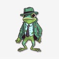 Frog illustration dressed with hat and suite.