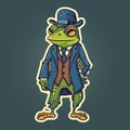 Frog illustration dressed with hat and suite.