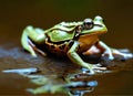 a frog in a jump with its paws outstretched and