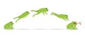 Frog jump. Various frog jumping animation sequence, jump green toad keyframes, funny water animals hunting insects