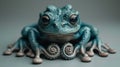 A frog with a large eye and two tentacles sitting on top of each other, AI Royalty Free Stock Photo