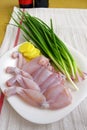 Frog legs & ingredients prepared for cooking Royalty Free Stock Photo