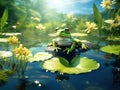 Frog on lily pad Royalty Free Stock Photo