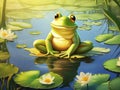 Frog on lily pad Royalty Free Stock Photo