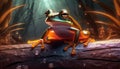 A frog on a log in the swamp