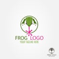 The frog logo with frog sticking out tongue concept.