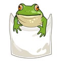 Frog Looking Out Of T-shirt Pocket Funny Humorous Vector Cartoon