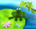 Frog on the lotus leaf, cdr vector Royalty Free Stock Photo