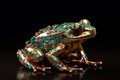 Frog made from metal and gemstones. Generative AI Royalty Free Stock Photo