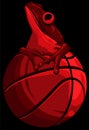 Frog mascotte on a basket ball on black background vector illustration Royalty Free Stock Photo