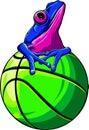 Frog mascotte on a basket ball vector illustration Royalty Free Stock Photo