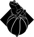 black silhouette of Frog mascotte on a basket ball vector illustration Royalty Free Stock Photo