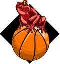 Frog mascotte on a basket ball vector illustration Royalty Free Stock Photo