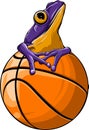 Frog mascotte on a basket ball vector illustration Royalty Free Stock Photo