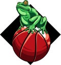 Frog mascotte on a basket ball vector illustration Royalty Free Stock Photo