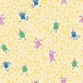 Frog Monkey Bunny Rabbit Star Gift Streamer Ribbon Dots Seamless Pattern