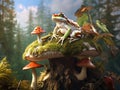 Frog on mushroom  Made With Generative AI illustration Royalty Free Stock Photo