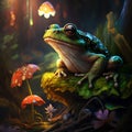 frog and mushrooms magical shining magic 2 Royalty Free Stock Photo