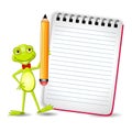 Frog With Notepad and Pencil