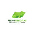 Frog origami logo icon with polygonal logo style