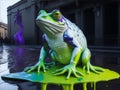 Frog in Paint. AI generated Royalty Free Stock Photo