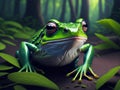 A frog perched on the forest floor, blending with its surroundings Royalty Free Stock Photo