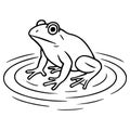 Frog perched in rippling water drawn in clean minimal lines Royalty Free Stock Photo