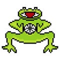 Frog pixel art catching a ball