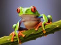 Frog on plant stem isolated