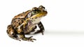 Frog with plump body and bumpy skin on isolated white background