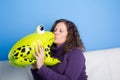 Frog prince being kissed Royalty Free Stock Photo