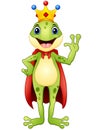 Frog prince cartoon waving hand Royalty Free Stock Photo