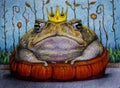 Frog prince with crown drawing Royalty Free Stock Photo