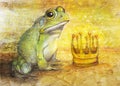 Frog prince with crown drawing Royalty Free Stock Photo