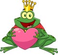 Frog Prince With Gold Crown Cartoon Character Holding A Love Heart Royalty Free Stock Photo