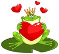 Frog prince with heart Royalty Free Stock Photo