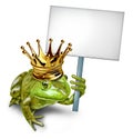 Frog Prince Holding a Blank Sign