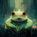 Frog prince with a small crown, unreal engine style, ai generated image