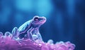 A frog with purple and blue colors, AI